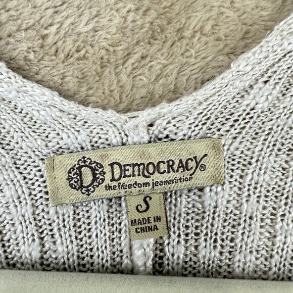 Womens Crochet Top Open Knit Lace Cardigan Beige Cream Boho Cottage Slouchy Sz S - Picture 3 of 9